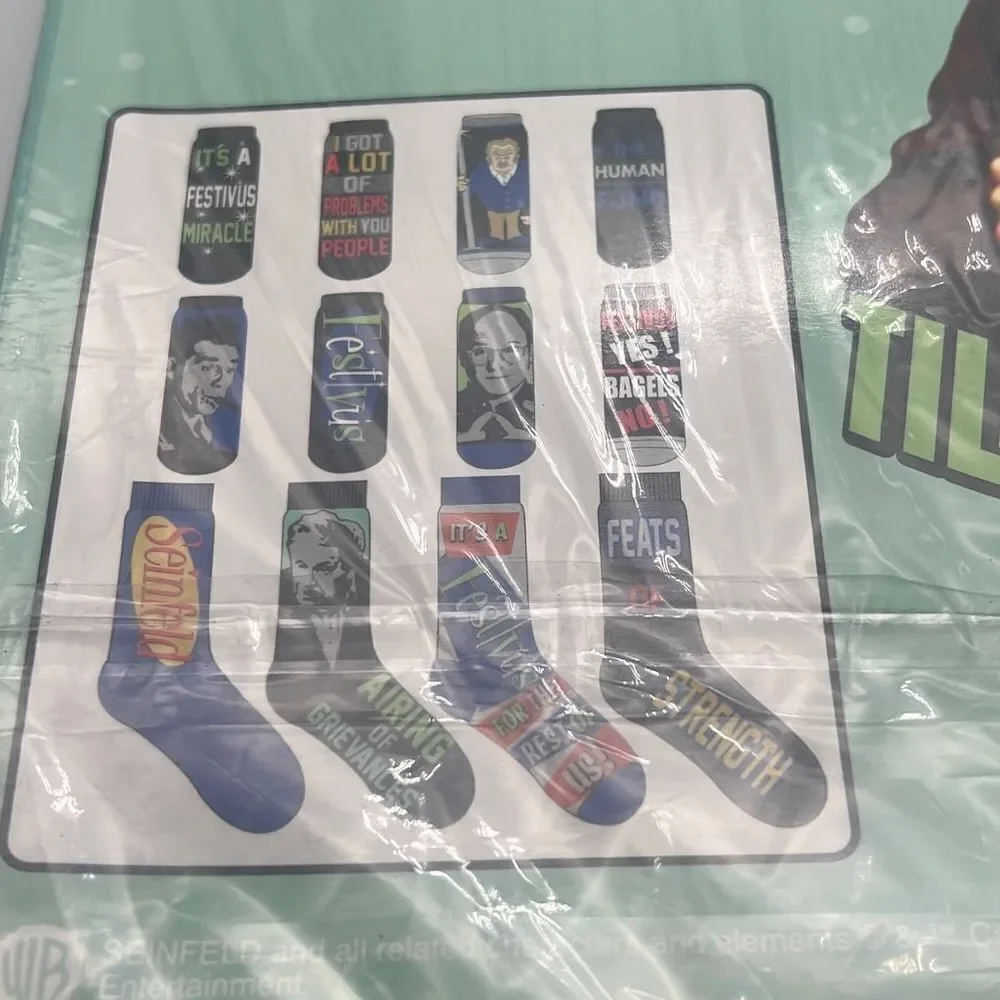 Seinfeld Character Tv Show 12‎ Days of Socks Crew Novelty Socks NWB Men